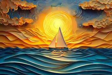 Sailing at Sunset: Summer Peacefulness

 - obrazy, fototapety, plakaty