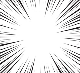 Obraz premium Burst light speed line anime zoom frame background. Black and white radial comics style lines background. Manga action background.