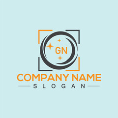 Modern letter GN alphabet logo design with creative square symbol