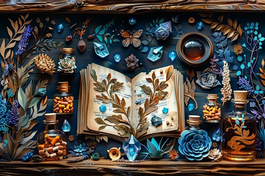 Spell Book and Magic Potions: Halloween Magic

