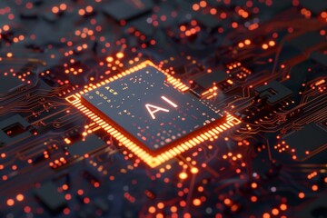 AI Brain Chip digital market. Artificial Intelligence moore law mind brain functionality axon. Semiconductor wallerian degeneration circuit board proxy server