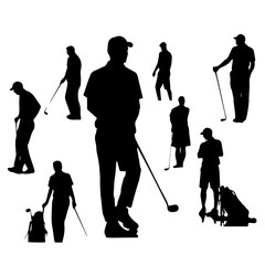 golf players silhouettes.