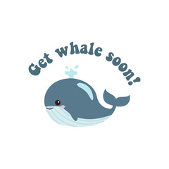 Get Whale Soon word and cartoon vector illustration doodle style, png file