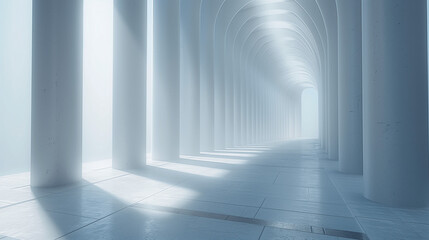 Fototapeta premium Ethereal Corridor with Pillars and Arched Ceiling