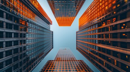 Impressive skyscraper tower soaring into the urban skyline in business district architecture scene