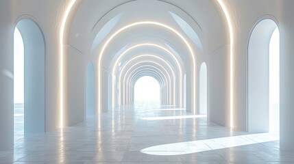 Bright architectural walkway offering a path to an enlightened destination