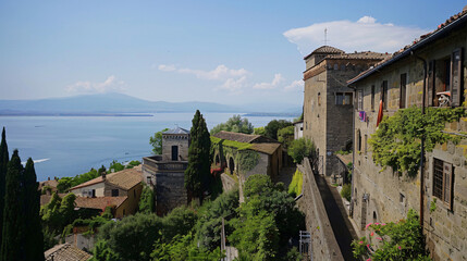 Fototapeta na wymiar View from the castle at Bolsena, Viterbo, Lazio, Italy.