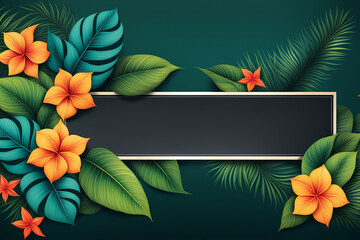 Green tropical web banner with black frame for text
