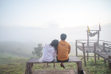 Sit and watch the morning mist. - 741417918