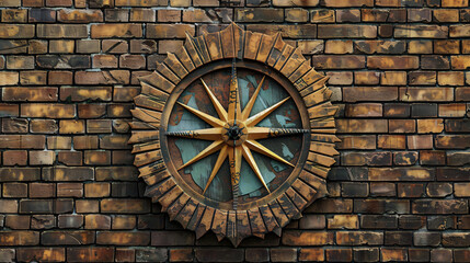 Fototapeta na wymiar Sundial on brick wall