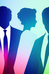 Silhouettes of people in business suits
