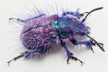 Fluffy, purple beetle - obrazy, fototapety, plakaty