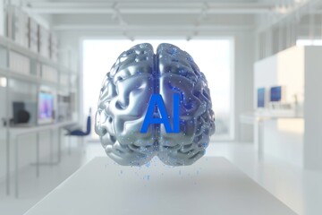 AI Brain Chip cognitive enhancement. Artificial Intelligence knuth morris pratt algorithm mind register axon. Semiconductor heat sink circuit board parietal lobe