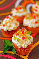 Cupcakes with candied fruit.
