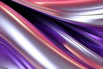 Vibrant abstract metallic holographic shape in multicolored spectrum on dark background