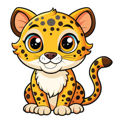 Vector of Cartoon cute baby Jaguar on white