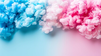 Pastel red and white ink cloud with white frame, resembling silky smoke, providing copy space.