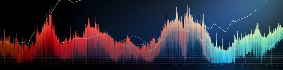 A line graph depicting a volatile market, with sharp spikes and dips in stock prices, reflecting a high level of uncertainty. - obrazy, fototapety, plakaty