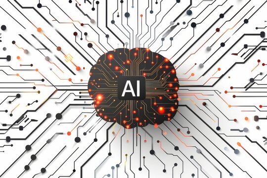 AI Brain Chip nanomagnetics. Artificial Intelligence neuroengineering mind neurodevelopment axon. Semiconductor healthtech product circuit board cognitive agility