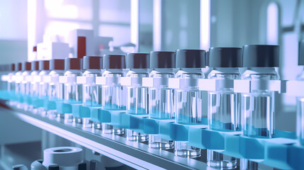 Pharmaceutical factory with conveyor line for glass bottles