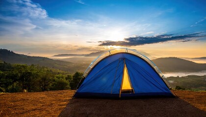 Blue dome tent isolated with clipping path