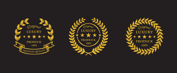Gradient golden luxury badges set