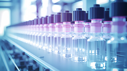 Pharmaceutical factory with conveyor line for glass bottles