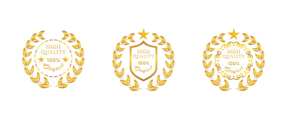 vector gradient golden luxury premium quality  badges set
