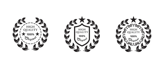 White and black  quality  badges set