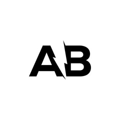 unique Letter AB with Bolt symbol logo concept vector