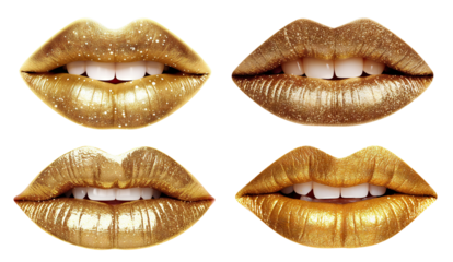 Set of golden lips, cut out