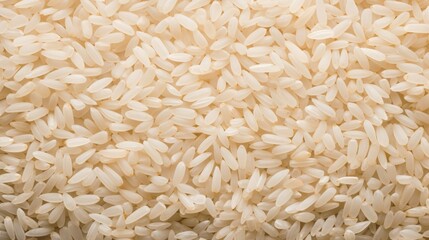 Dry white rice grains. Textured background. Top view. Copy space. Concept of uncooked food, dietary...