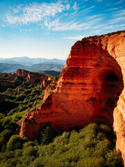 Nature area with orange-colored clay rock formations
Las Medúlas Natural Park in Spain