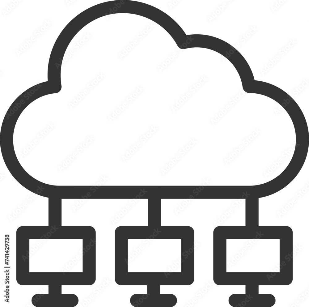 Poster technology icon vector cloud computing connection. big data global server. line design symbol.