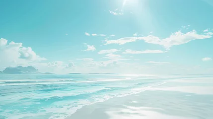 Fototapeten White sand beach, blue ocean. © Mishab
