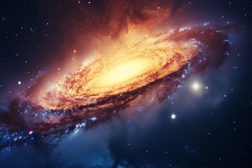 A digital representation of a black hole with a glowing accretion disk and dynamic particle jets in deep space. Generative AI