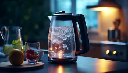 Selbstklebende Fototapeten electric kettle for water in the kitchen. © Juli Puli