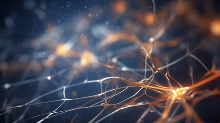neurons network in brain, concept of critical thinking creative ideas processing, information transfer in nervous system