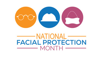 National Facial Protection Month observed every year in April. poster, card and background vector illustration design.