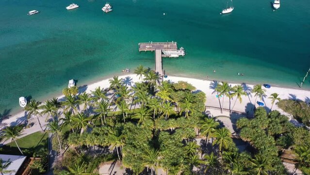 Aerial view of Peanut Island in Florida with boats, Riviera Beach, United States.
