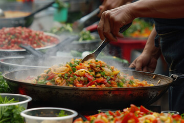 cocinando comida mexicana típica y tradicional en la calle, tacos  mexicanos