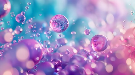 A blue and purple bubble liquid on blue background. Colorful biomorphic forms. Abstract background, texture. Generated by artificial intelligence. 