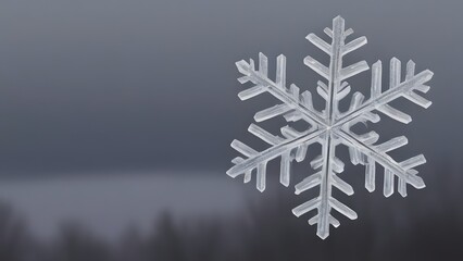 Elegant Snowflake Close-Up, Winter Beauty, Frosty Nature Scene