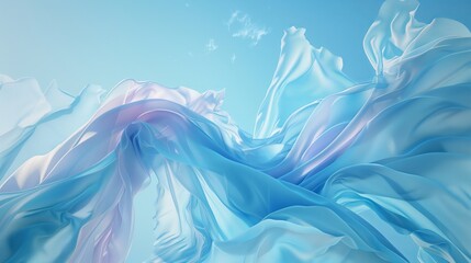 A blue piece of cloth against a blue background. Flowing forms. Soft and airy compositions. Abstract background, texture. Generated by artificial intelligence.  - obrazy, fototapety, plakaty
