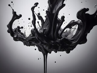 Elegant Black Liquid Splash, Abstract Fluid Art Photography