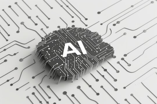 AI Brain Chip parallel processing. Artificial Intelligence task negative network mind power cord axon. Semiconductor pituitary adenoma circuit board server migration