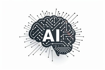 AI Brain Chip service level agreement. Artificial Intelligence cloud monitoring mind synaptic integration axon. Semiconductor loc technology circuit board data backup - obrazy, fototapety, plakaty
