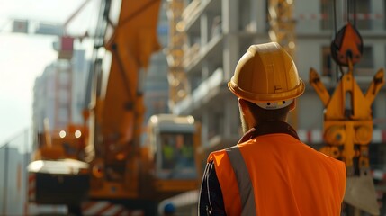 Construction Worker Crane Teamwork Precision Image
