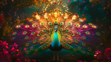 Colorful Peacock Displaying Vibrant Carnival Culture