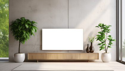 TV mockup in a minimalist modern interior.